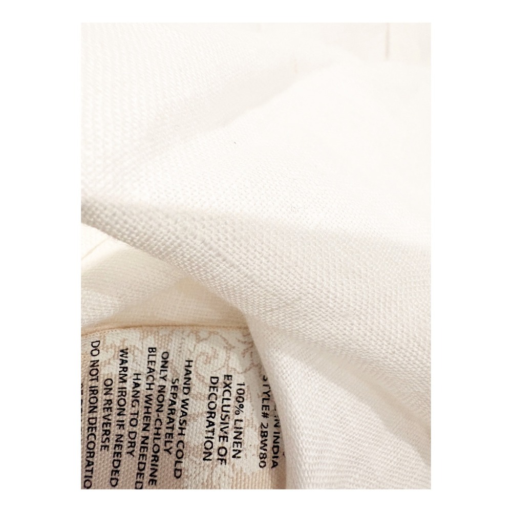 Soft Surroundings White Linen Gold Embroidered Tunic Top 3/4‎ Sleeve - Picture 5 of 5